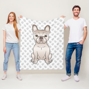 Creme Französische Bulldogge / Frenchie Hund & Pfo Fleecedecke