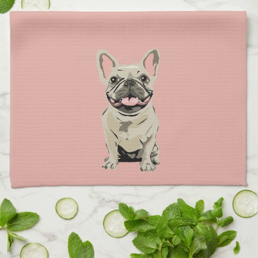 Creme-Französische-Bulldogge Geschirrtuch (Gefaltet)