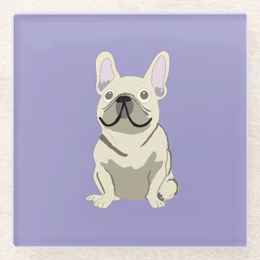 Creme-Französische Bulldogge,  Glasuntersetzer (Vorderseite)