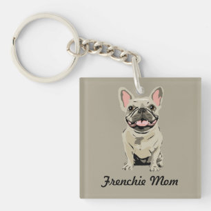 Creme Französische Bulldogge Schlüsselanhänger