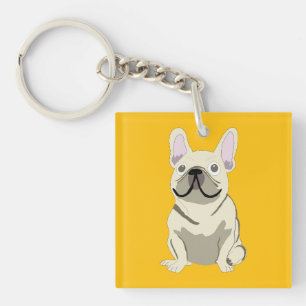 Creme-Französische Bulldogge Schlüsselanhänger