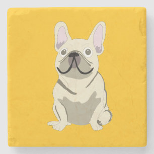 Creme-Französische Bulldogge Steinuntersetzer