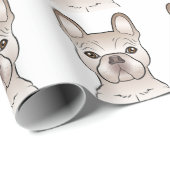 Creme French Bulldog Dog Head Pattern Geschenkpapier (Rolleneckpunkt)