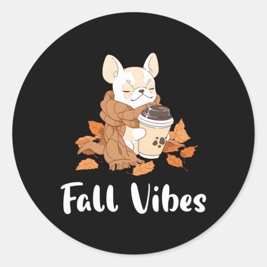 Creme French Bulldog Fall S Pumpkin Spice Latte Runder Aufkleber (Vorderseite)