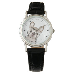 Creme French Bulldog / französischer Leiter Armbanduhr