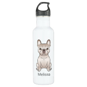 Creme French Bulldog / Frenchie Dog & Individuelle Edelstahlflasche