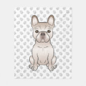 Creme French Bulldog / Frenchie Dog & Paw Muster Fleecedecke (Vorderseite)