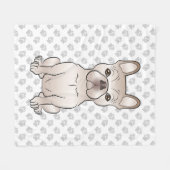 Creme French Bulldog / Frenchie Dog & Paw Muster Fleecedecke (Vorderseite (Horizontal))