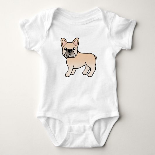Creme French Bulldog Niedlicher Cartoon Dog Baby Strampler (Vorderseite)