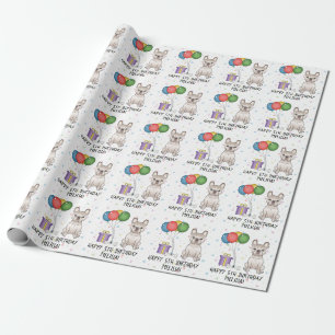Creme French Bulldog Niedlicher Cartoon Dog Geburt Geschenkpapier