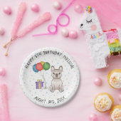 Creme French Bulldog Niedlicher Cartoon Dog Geburt Pappteller (Party)