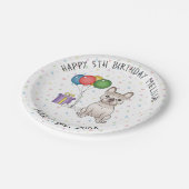 Creme French Bulldog Niedlicher Cartoon Dog Geburt Pappteller (Schrägansicht)