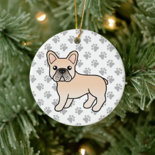 Creme French Bulldog Niedlicher Cartoon Dog Keramik Ornament