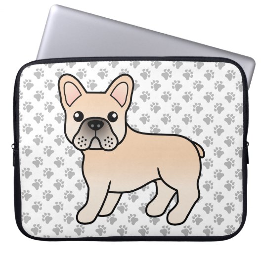 Creme French Bulldog Niedlicher Cartoon Dog Laptopschutzhülle (Vorderseite)