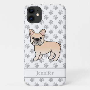 Creme French Bulldog Niedlicher Cartoon Dog & Name Case-Mate iPhone Hülle