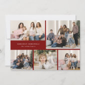 Creme Frohe Weihnachten Fünf Foto Collage Rot (Vorderseite)