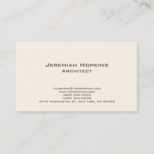 Creme für Minimalistische Schlichte Architektur Visitenkarte (Vorderseite)