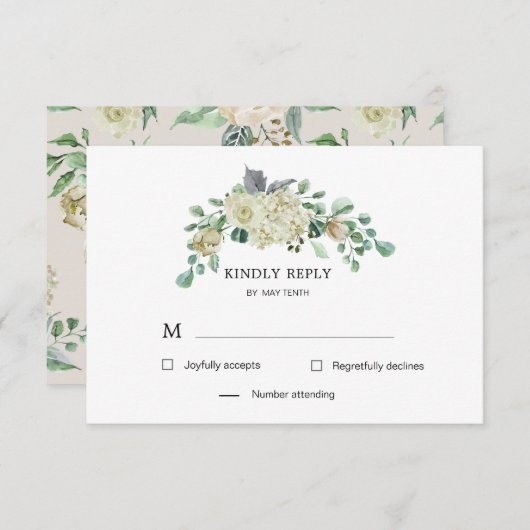 Creme Garden Floral UAWG Response Card Frühjahr RSVP Karte (Vorne/Hinten)