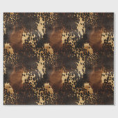 Creme Gepunktet Brown Black Cowhide Geschenkpapier (Flach)