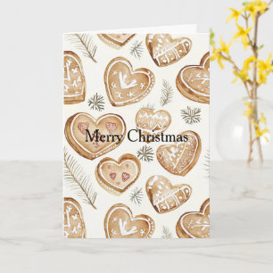 Creme-Gingerbrot-Weihnachtsherzen Karte