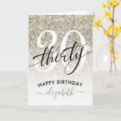 Creme Glitzer 30. Geburtstag Karte (Gelbe Blume)