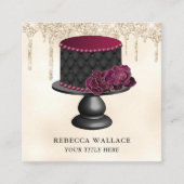 Creme Glitzer Burgundy Blumengebäck Quadratische Visitenkarte (Vorderseite)