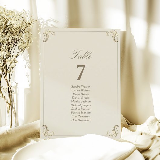 Creme-Gold-Barock-Hochzeits-Sitzplan