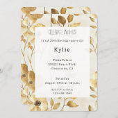 Creme Gold Blume Geburtstag Einladung (Vorne/Hinten)