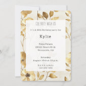 Creme Gold Blume Geburtstag Einladung (Vorderseite)
