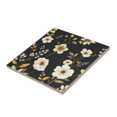 Creme-Gold-Blumenmuster Schwarz Fliese (Seite)