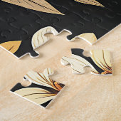 Creme-Gold-Blumenmuster Schwarz Puzzle (Seite)