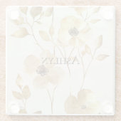 Creme Gold Floral Glasuntersetzer (Rückseite)