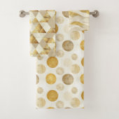 Creme & Gold Fun Geometric Muster Badetuch Set (Insitu)