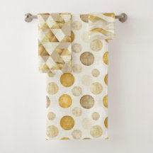 Creme & Gold Fun Geometric Muster Badetuch Set