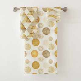 Creme & Gold Fun Geometric Muster Badetuch Set