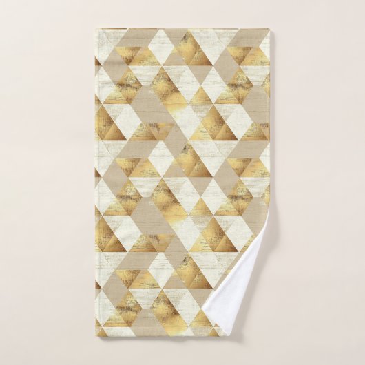 Creme & Gold Fun Geometric Muster Badetuch Set (Handtuch)