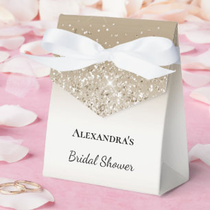 Creme Gold Glitz Glitter Brautparty Geschenkschachtel