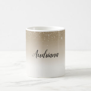 Creme Gold Glitz Glitter Brautparty Kaffeetasse