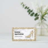 Creme Gold Glitzer High Heels aus weißem Marmor Visitenkarte (Stehend Vorderseite)