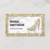 Creme Gold Glitzer High Heels aus weißem Marmor Visitenkarte (Vorderseite)
