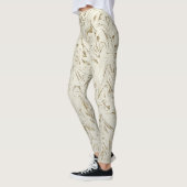 Creme & Gold Glitzer Marmor Swirl Moderner Glanz Leggings (Links)