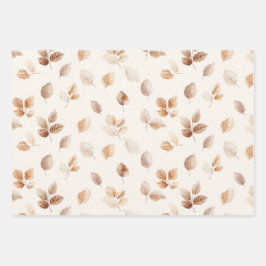 Creme Gold Herbstlaub Geschenkpapier Set