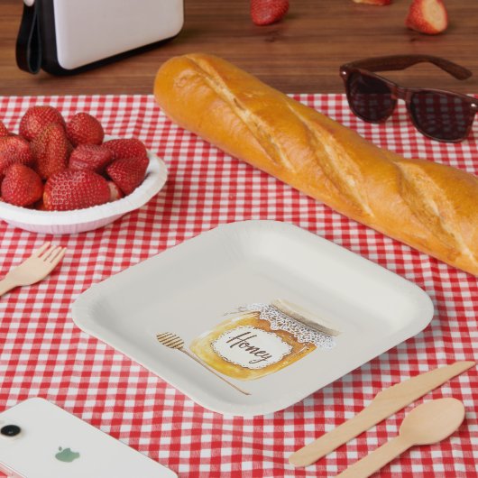 Creme Gold Honig Glas Ernährung Küche Pappteller (Picknick)