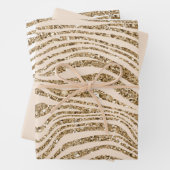 Creme Gold Imitats Glitzer Zebra Geschenkpapier Set (Beispiel)