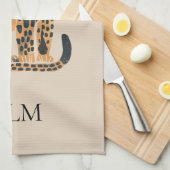 Creme Gold Leopard Animal Monogram Geschirrtuch (Viertel Falte)
