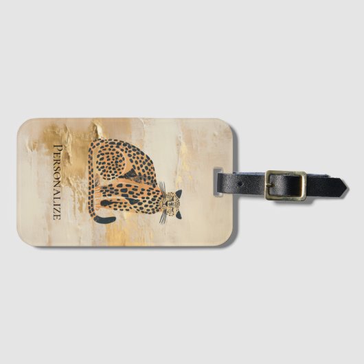 Creme Gold Leopard Gepäckanhänger (Vorderseite (Horizontal))