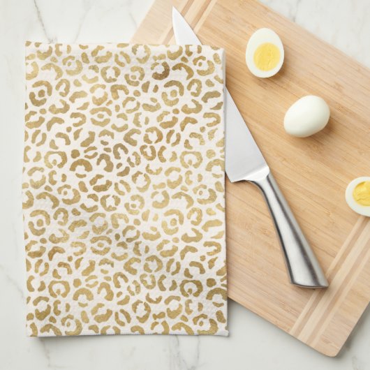 Creme Gold Leopard Print    Geschirrtuch (Viertel Falte)