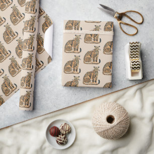 Creme Gold Leopard Tier Geburtstag Geschenkpapier