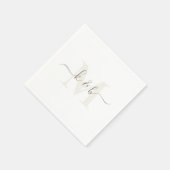 Creme & Gold Monogram Swash Script White Cocktail Serviette (Ecke)