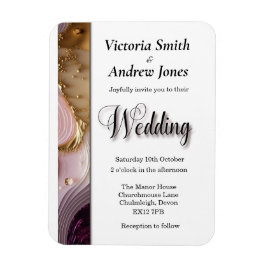 Creme, Gold & Pink Swirt Einladung zur Hochzeit Magnet